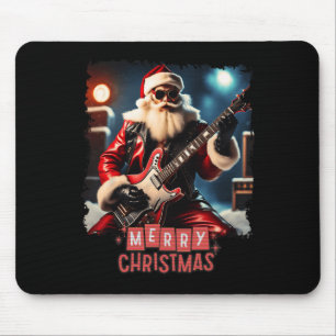 Santa Claus Rock Guitar Merry Christmas  Mouse Pad