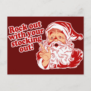 Santa Claus Rock Out Holiday Postcard