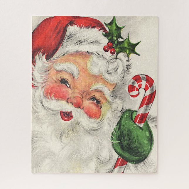 Santa Claus Rosy Cheeks Holding Candy Cane Jigsaw  Puzzle (Vertical)