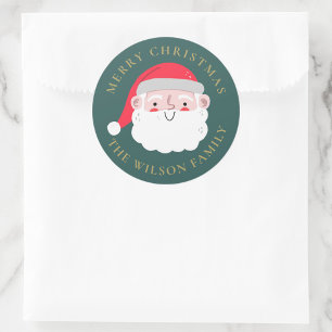 Santa Claus Round Christmas Sticker   Personalised