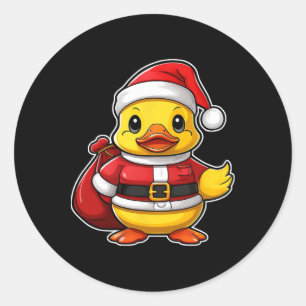Santa Claus Rubber Duck Merry Christmas Festive Xm Classic Round Sticker