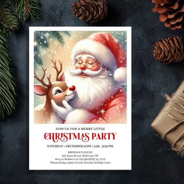 Santa Claus Rudolph Christmas Family Fun Celebrate Invitation (Santa Claus Rudolph Christmas Family Fun Celebration Invite

)