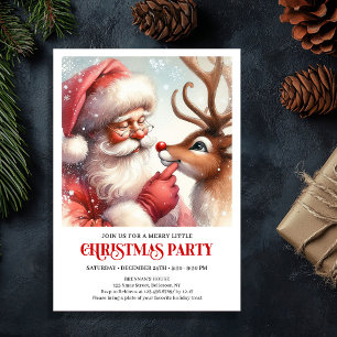 Santa Claus Rudolph Christmas Festive Winter Party Invitation