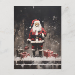 Santa Claus Rural Mural Holiday Postcard
