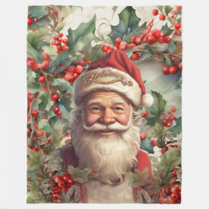 Santa Claus Saint Nicholas Christmas card Fleece Blanket
