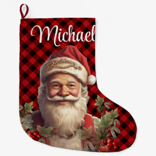 Santa Claus Saint Nicholas Christmas  Large Christmas Stocking