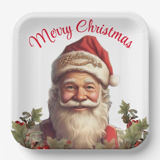 Santa Claus Saint Nicholas Christmas  Paper Plate (Front)