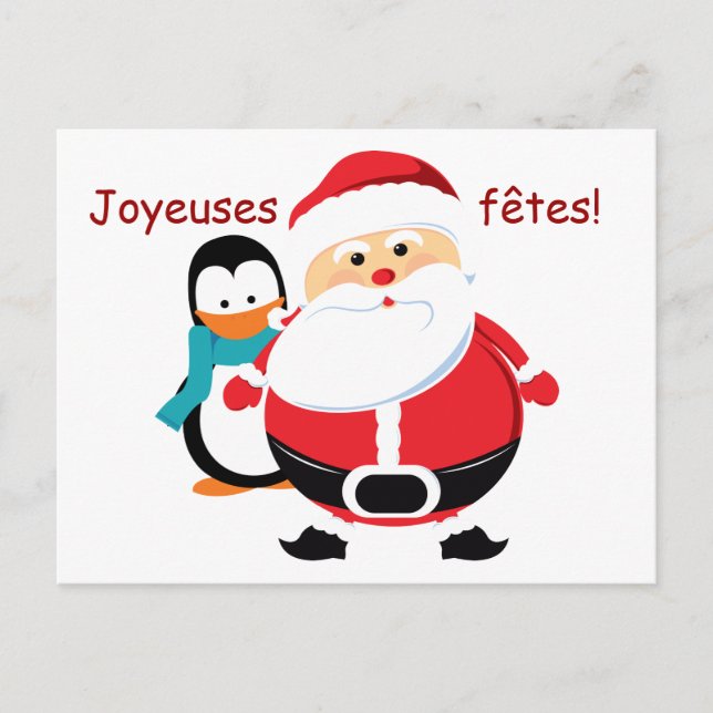 Santa Claus Santa Claus and Manchot postcards (Front)