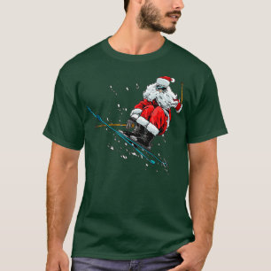 Santa Claus Santa Skiing Christmas Winter Snow T-Shirt