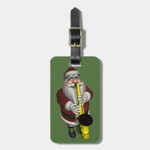 Santa Claus Saxophone Player Luggage Tag