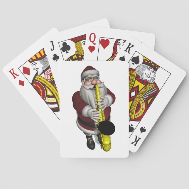 Santa Claus Saxophone Player Playing Cards (Back)