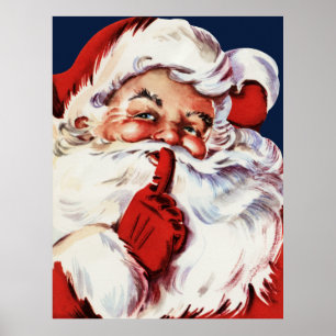 Santa Claus Saying SH-H-H Poster
