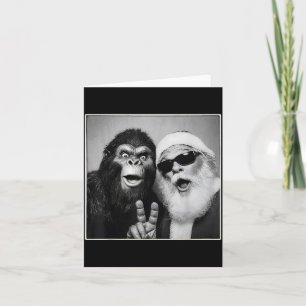 Santa Claus Selfie Bigfoot Christmas Funny Sasquat Card