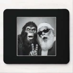 Santa Claus Selfie Bigfoot Christmas Funny Sasquat Mouse Pad
