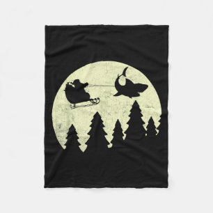 Santa Claus Shark Sleigh Christmas Funny Fleece Blanket