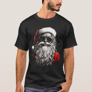 Santa Claus Silhouette Christmas Sungles Caricatur T-Shirt