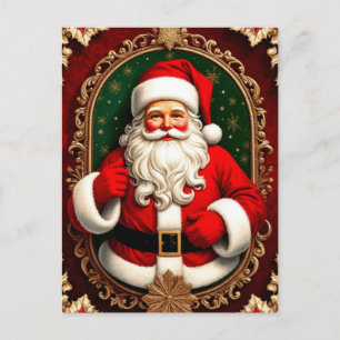 Santa Claus Sitting Beside Christmas Stockings Postcard