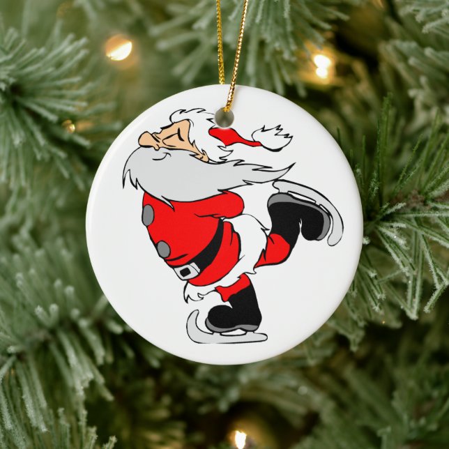 Santa Claus Skating Ceramic Tree Decoration (Tree)