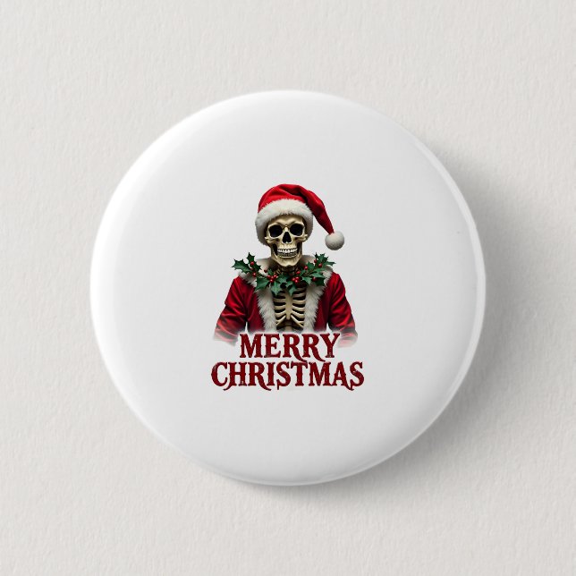 Santa Claus Skeleton Outfit Skull Funny Christmas  6 Cm Round Badge (Front)