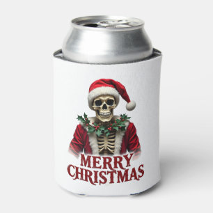 Santa Claus Skeleton Outfit Skull Funny Christmas Can Cooler
