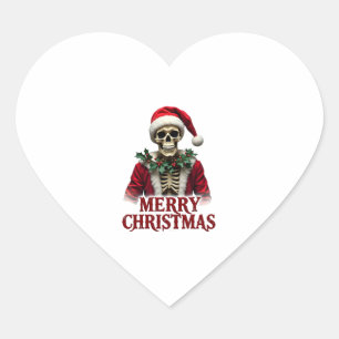 Santa Claus Skeleton Outfit Skull Funny Christmas Heart Sticker