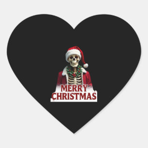 Santa Claus Skeleton Outfit Skull Funny Christmas  Heart Sticker