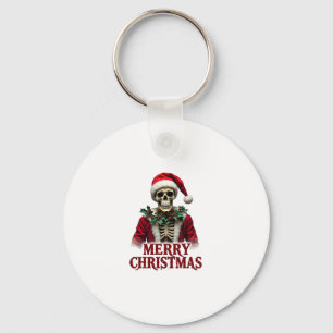 Santa Claus Skeleton Outfit Skull Funny Christmas Key Ring