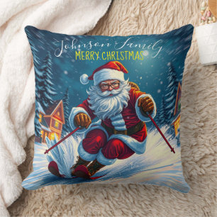 Santa Claus Ski Christmas Winter Cushion