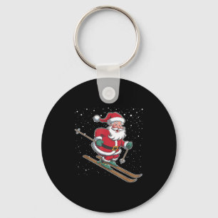 Santa Claus Skiing Christmas Sports Xmas Holiday C Key Ring