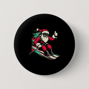 Santa Claus Skiing - Vintage Christmas Winter Spor 6 Cm Round Badge