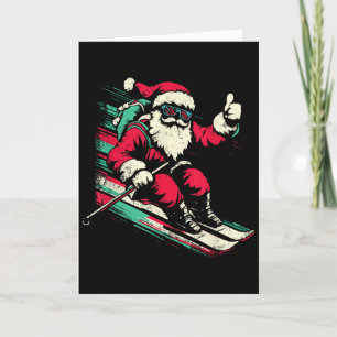 Santa Claus Skiing - Vintage Christmas Winter Spor Card