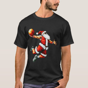 Santa Claus Slam Dunk Basketball Hoop Christmas Pa T-Shirt