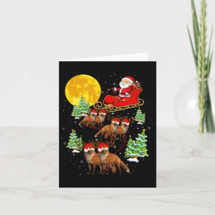 Santa Claus Sleigh &amp; Reindeer Foxes Xmas Pajam Card