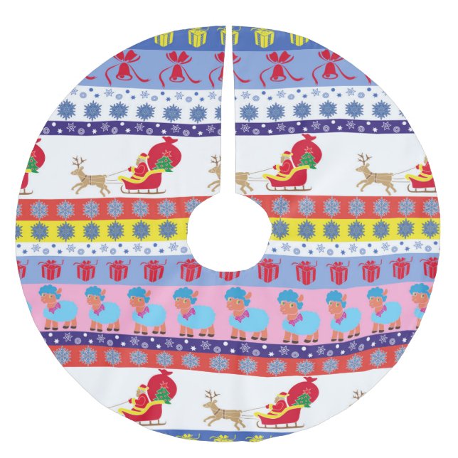 Santa Claus sleigh Brushed Polyester Tree Skirt (Front)