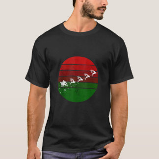 Santa Claus Sleigh Flying Rendeer XMas Christmas R T-Shirt