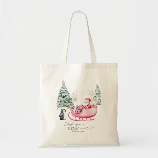  Santa Claus,Sleigh,Penguin,Forest Tote Bag (Front)