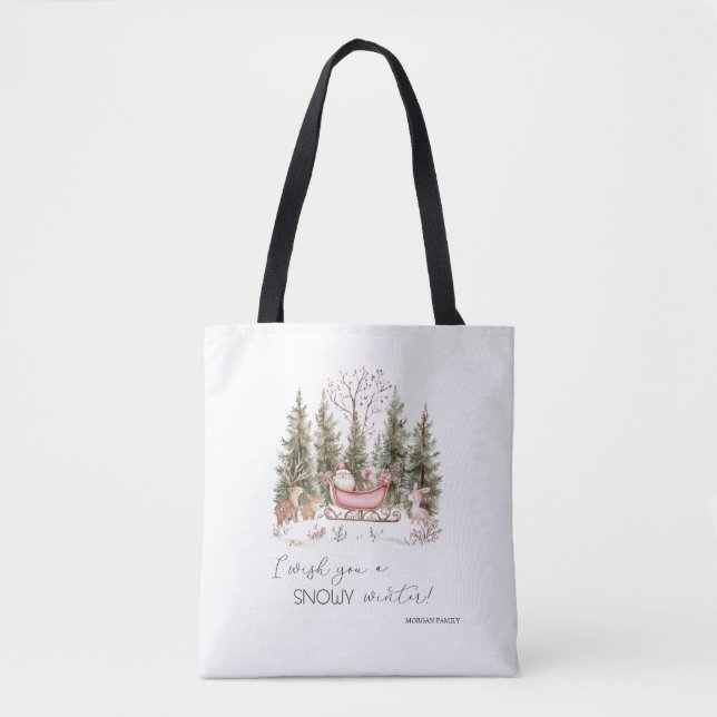  Santa Claus,Sleigh,Presents Forest Christmas Tote Bag (Front)