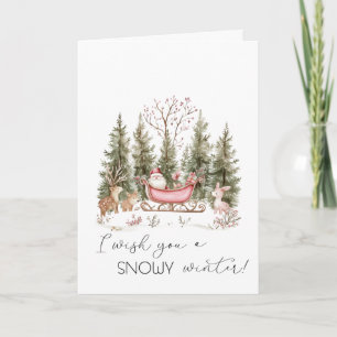  Santa Claus,Sleigh,Presents Forest Holiday Card