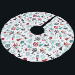 Santa Claus Sleigh Reindeer Pine Trees Art Pattern Brushed Polyester Tree Skirt<br><div class="desc">Beautiful contemporary image of Santa on his sleigh being pulled by reindeer,  Christmas trees,  baubles and candy canes.</div>