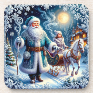 Santa Claus, Sleigh Ride, and Cosy Christmas Coaster