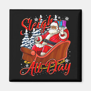 Santa Claus Sleigh Toys Black African American Chr Magnet
