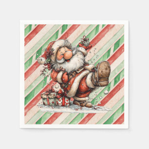 Santa Claus Slipping In the Snow Napkin