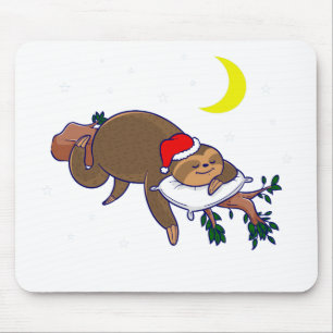 santa claus sloth christmas mouse pad