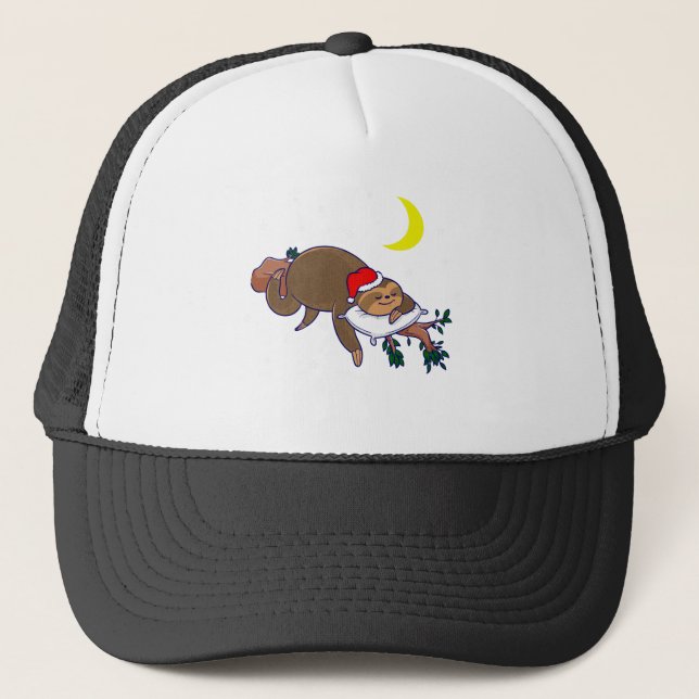 santa claus sloth christmas trucker hat (Front)