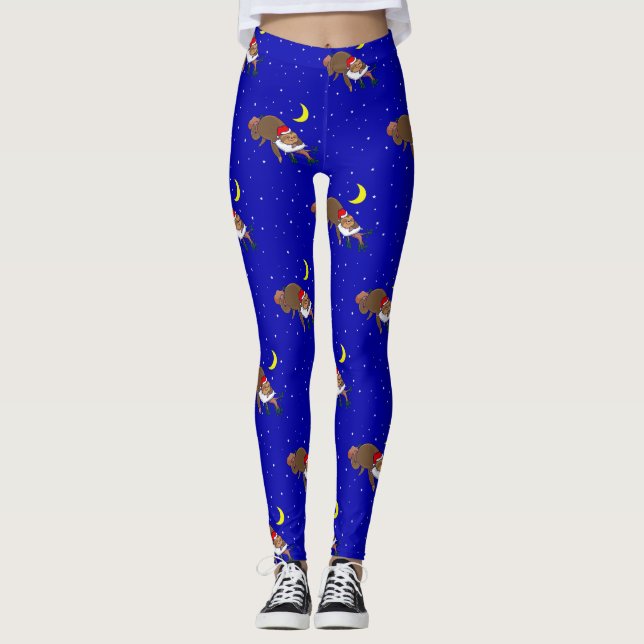 santa claus sloth xmas leggings (Front)