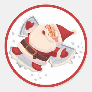 Santa Claus Snow Angel Christmas Sticker