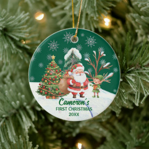 Santa Claus Snow Trees First Christmas Ceramic Tree Decoration