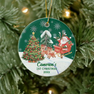 Santa Claus Snow Trees First Christmas Ceramic Tree Decoration
