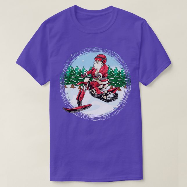 Santa Claus Snowbike Snowmobile Motorcycle Biker C T-Shirt (Design Front)