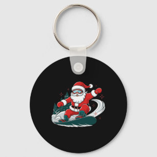 Santa Claus Snowboarding Fun Christmas Winter Spor Key Ring